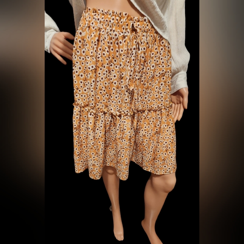Elastic waist floral print skirt XL